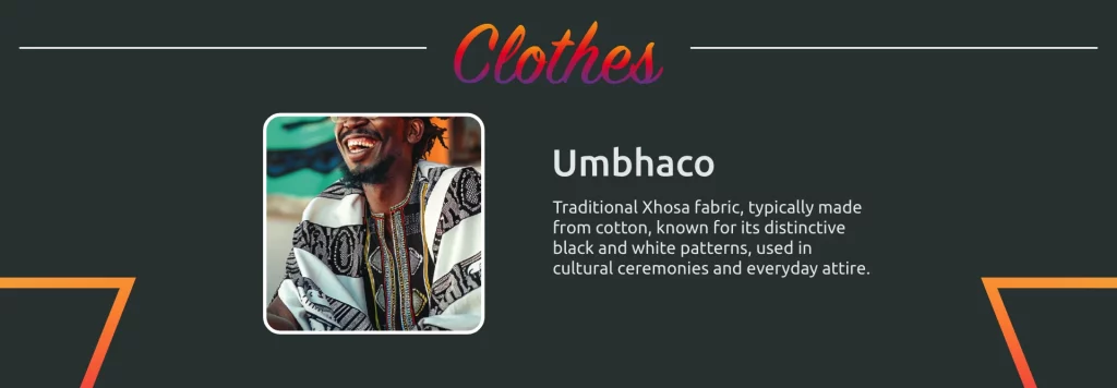 Man wearing traditional Xhosa umbaco fabric