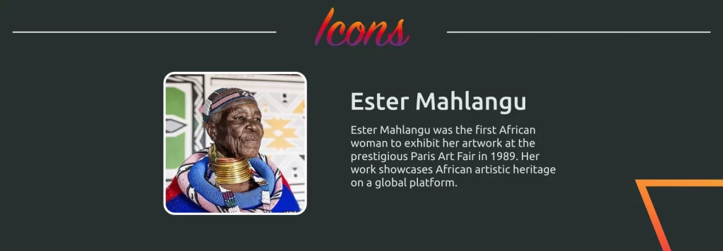 Ester Mahlangu, a South African artist, in traditional attire.