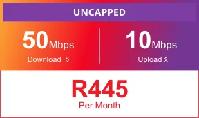 Uncapped package options with RSAWEB and FrogFoot Air. 50Mbps for only R445 per month