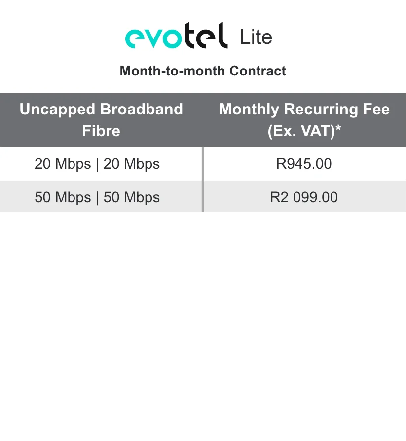 Evotel SME FTTB packages_Lite_Dec 5_M2M